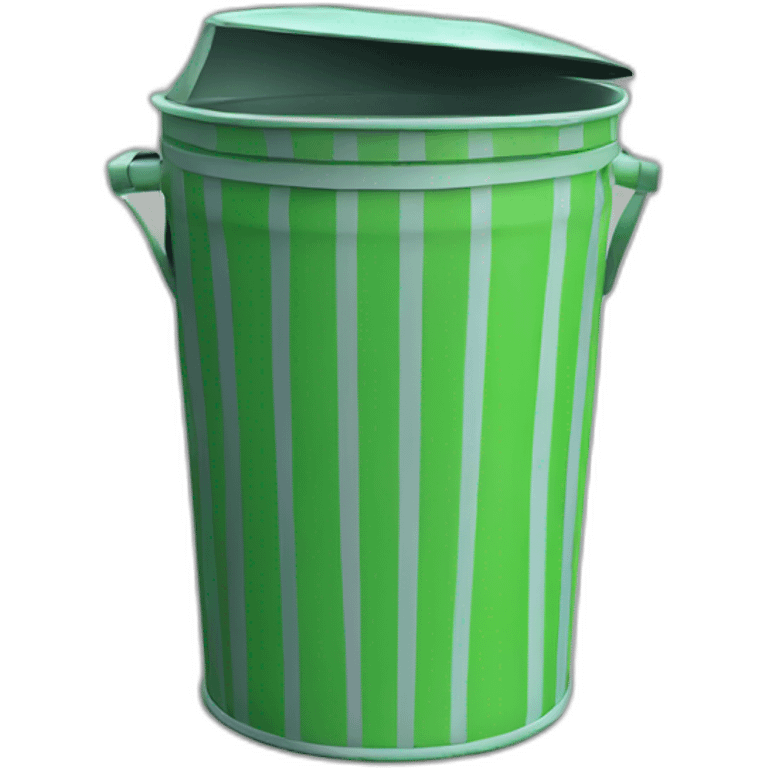 light Green Metal Trash Can With Green LID and Grey Stripes emoji