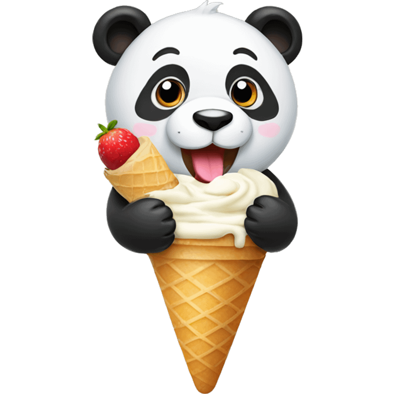 Panda eating ice cream emoji