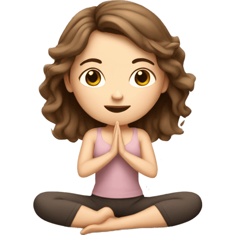 White girl brown hair doing yoga  emoji