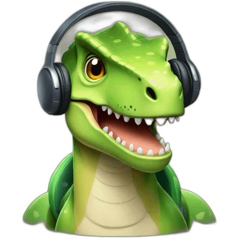 Dinosaur with headphone  emoji