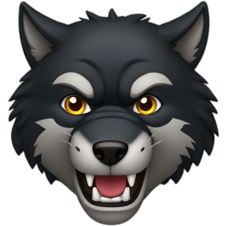 Angry black wolf emoji