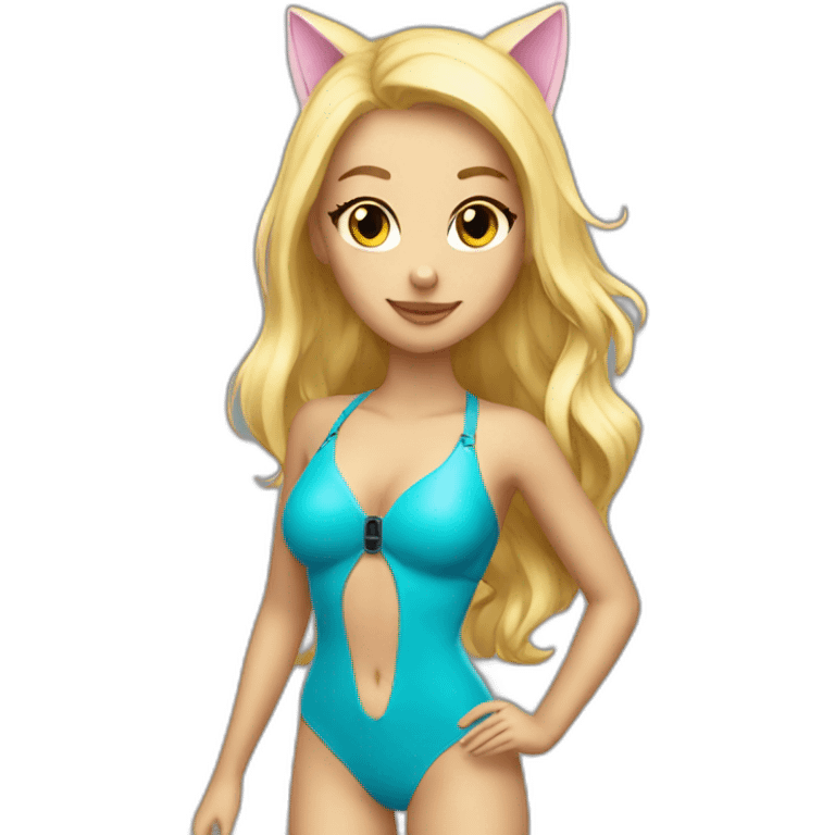 hot catgirl blonde swim suit emoji