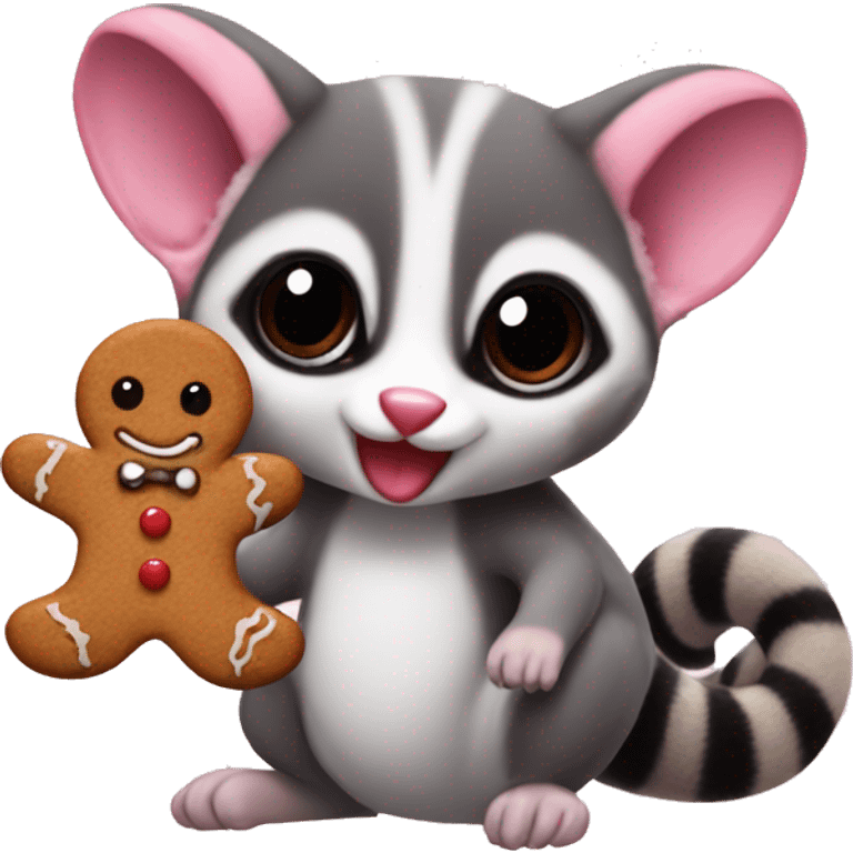 sugar glider with gingerbread man emoji