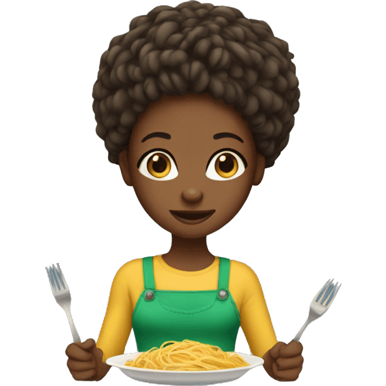 African girl wearing spaghetti  emoji