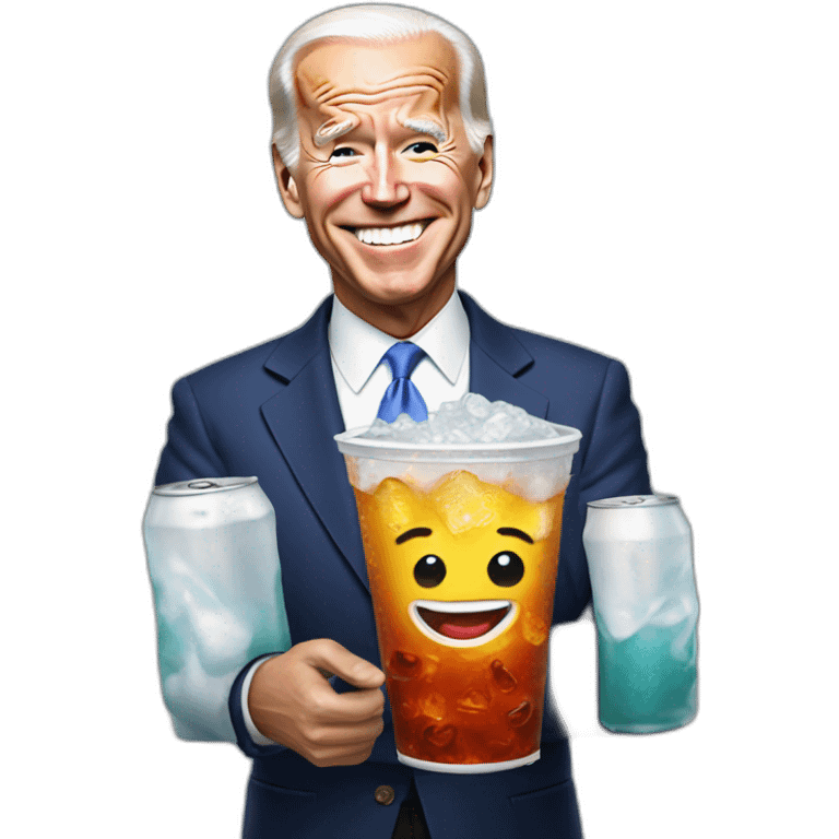 Joe Biden with soda emoji