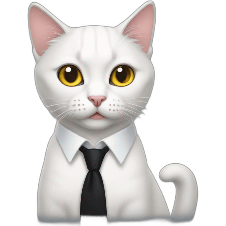 cat in horror wearing black tie white hair emoji