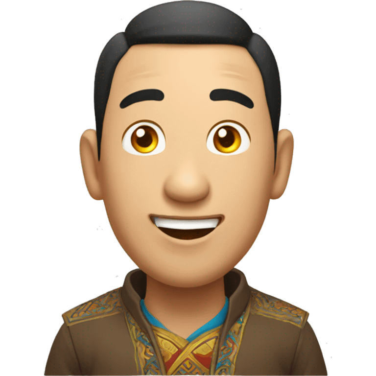 Smiling Mongolian man have a surprised  emoji