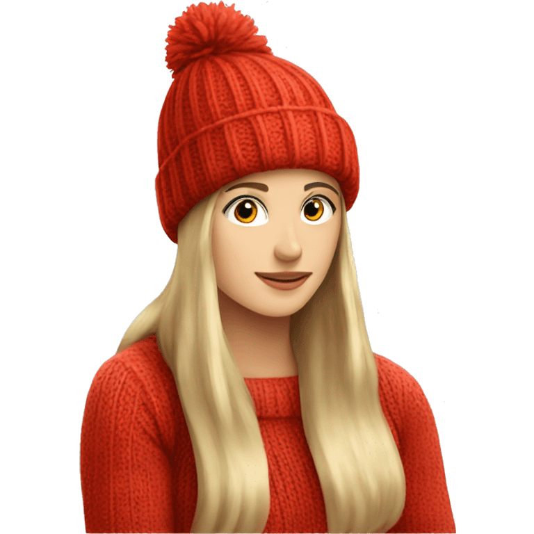 Red knit winter hat, no person emoji