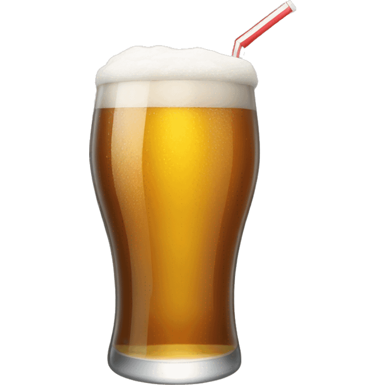 A glass of beer with a straw emoji