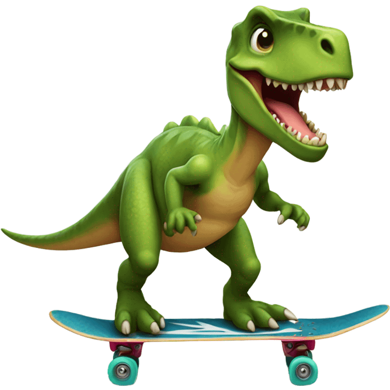 Dinosaur riding a skateboard  emoji