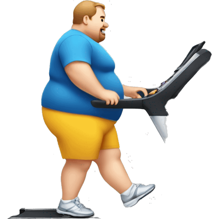 Fat guy on treadmill  emoji