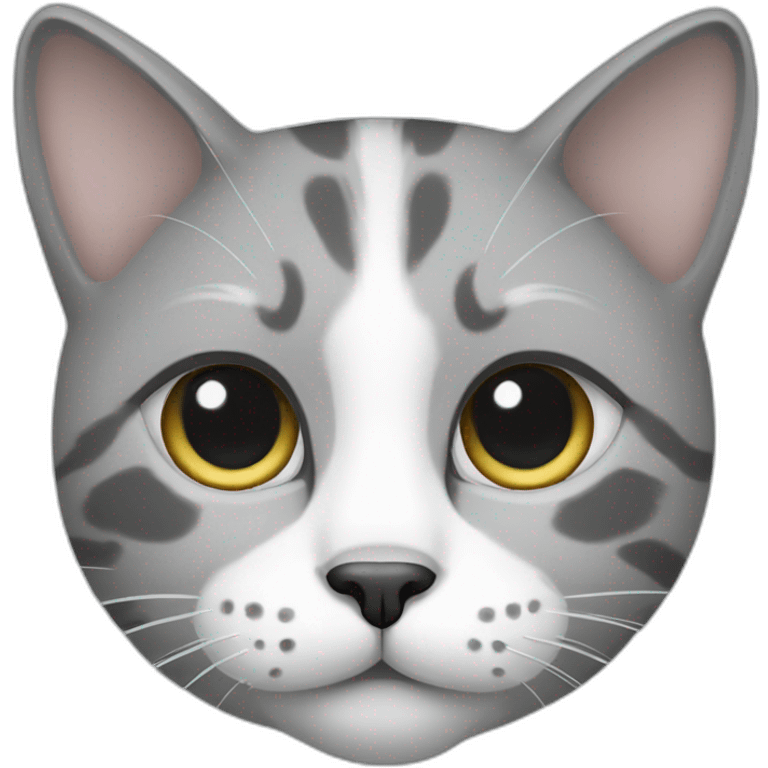 grey and white cat with dot on nose emoji