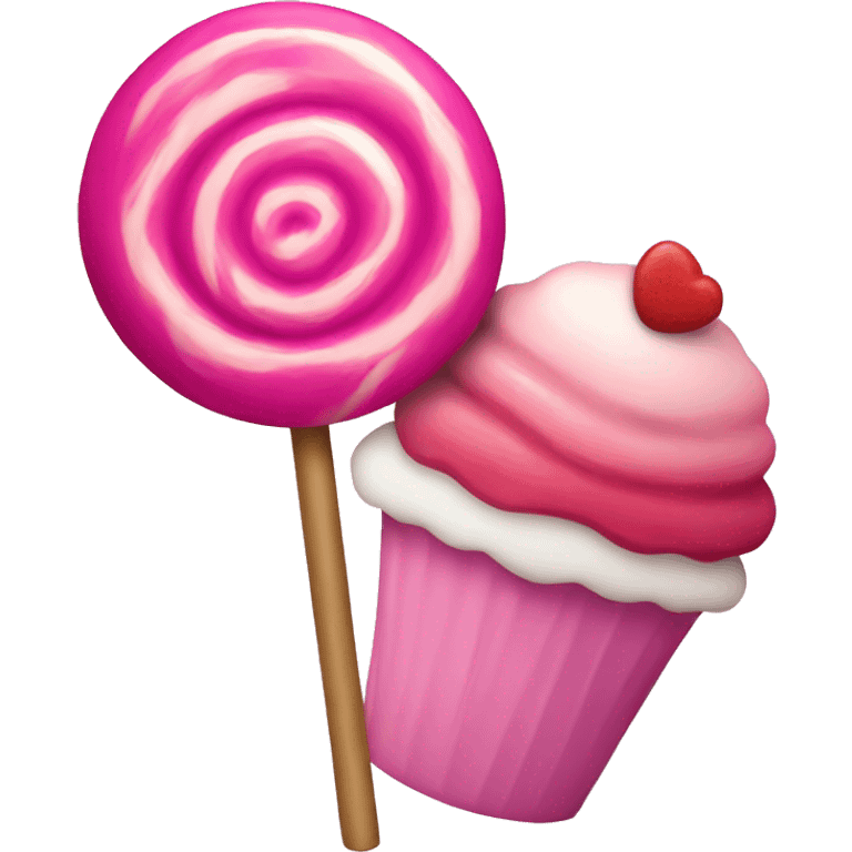 Pink lollipop and cupcake  emoji