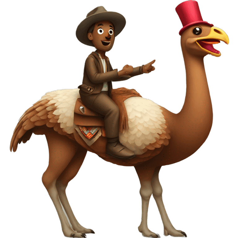 turkey riding a llama emoji