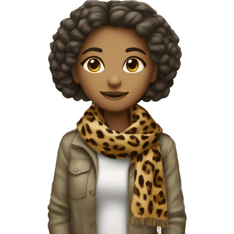 Girl with scarf print leopard  emoji