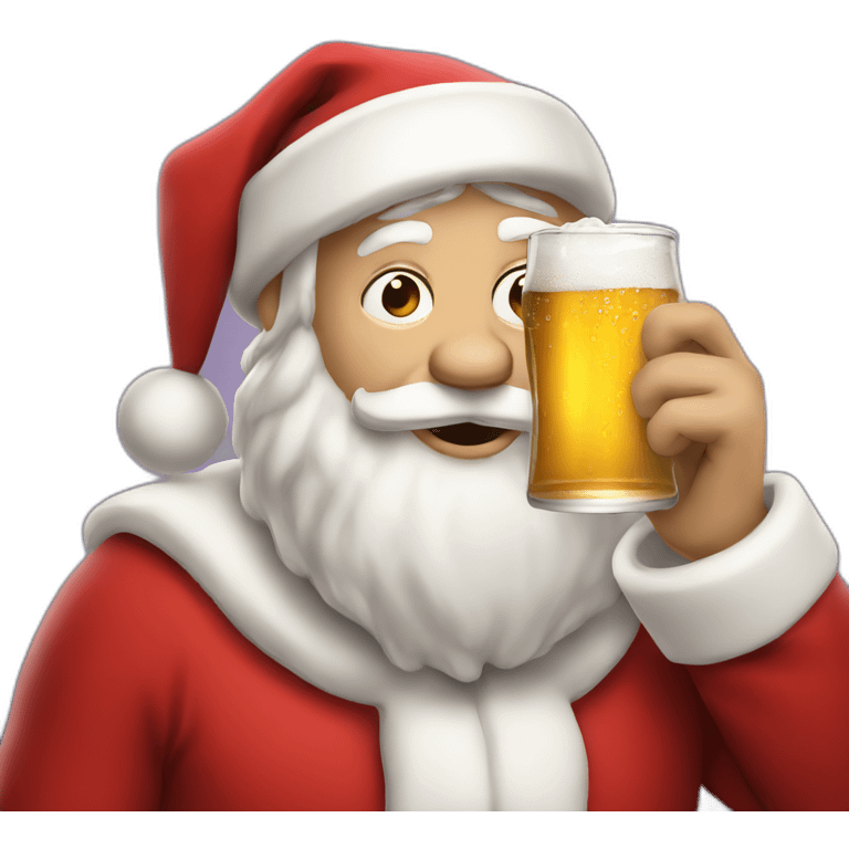 santa drinking beer emoji