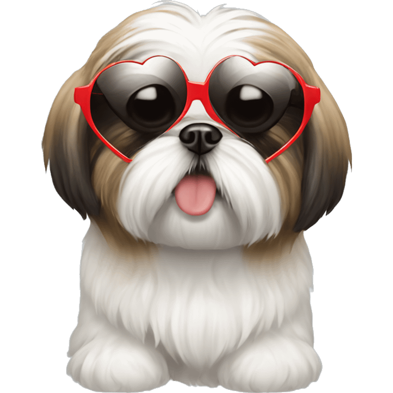 Shih Tzu wearing heart sunglasses emoji