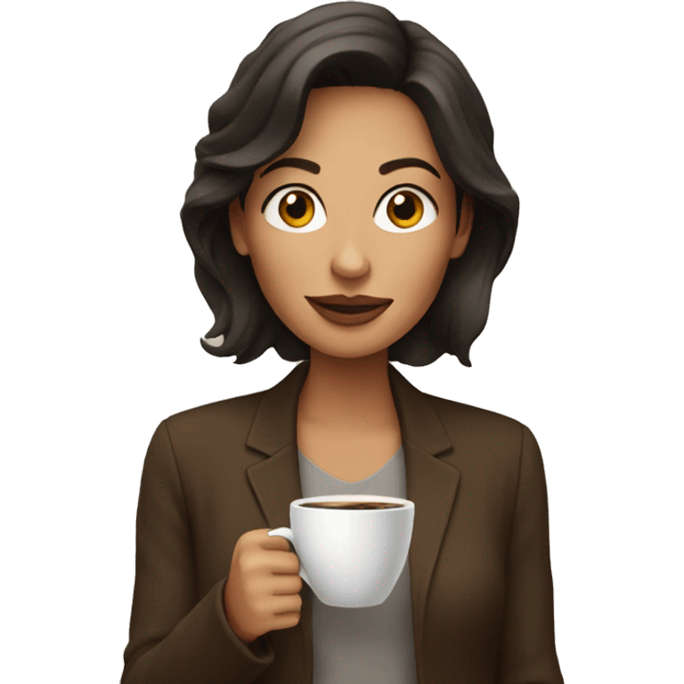 brunette woman drinking coffee emoji