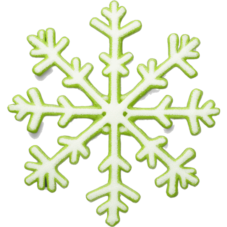 Realistic  chartreuse white stripe snowflake isolated. emoji