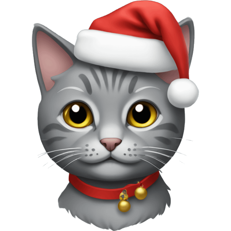 little grey cat Christmas  emoji