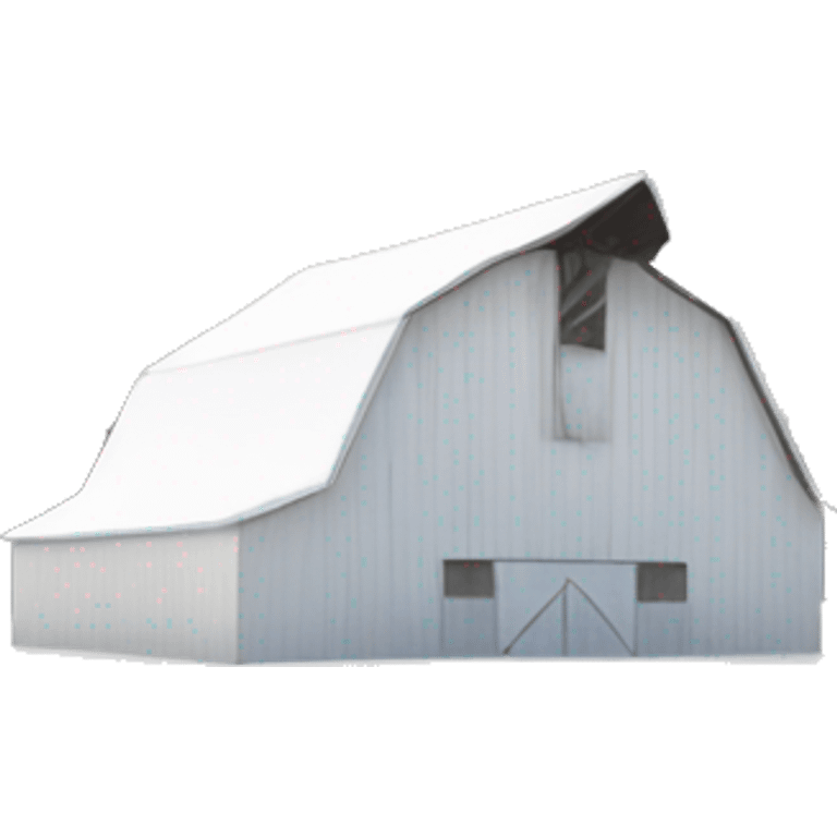 White barn and snow on trees emoji