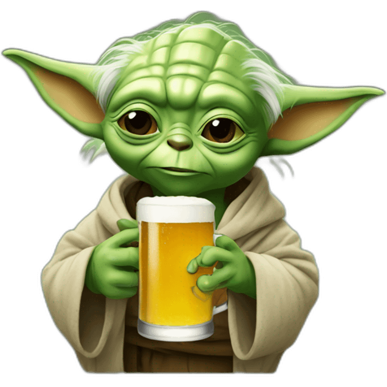 Yoda drinking a beer emoji