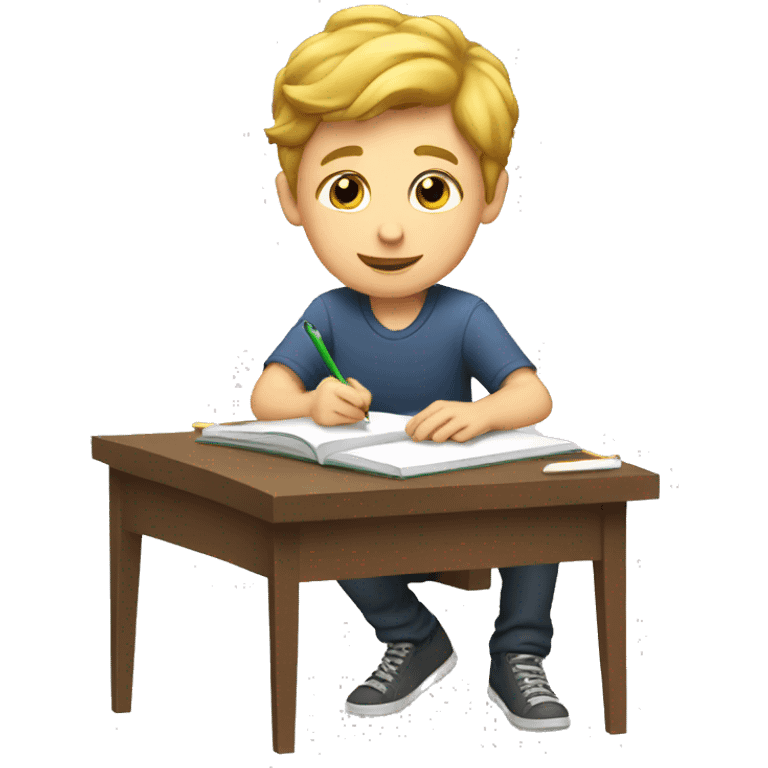 white kid doing homework  emoji