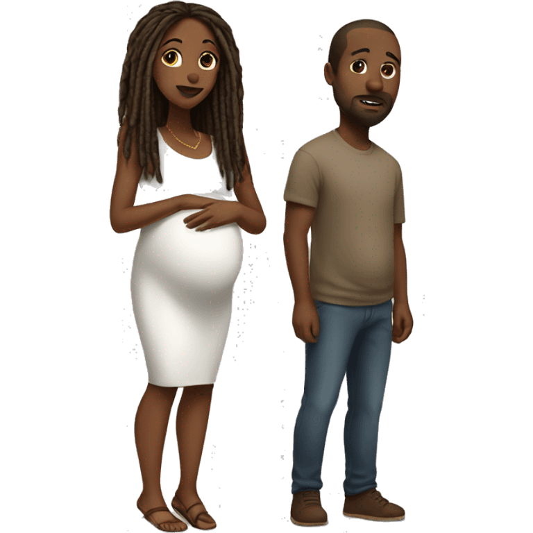 black pregant woman with brown dread head man  emoji