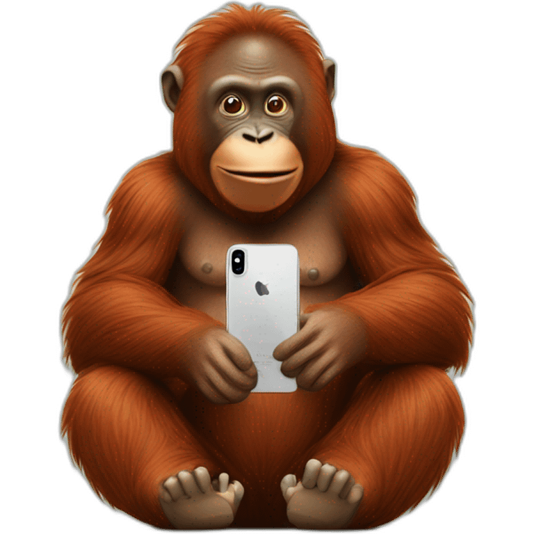 orangutan holding an Iphone emoji