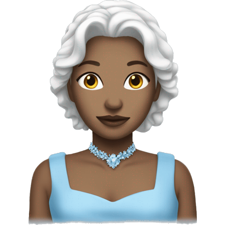 girl with white hair wearing sky blue queens dress emoji