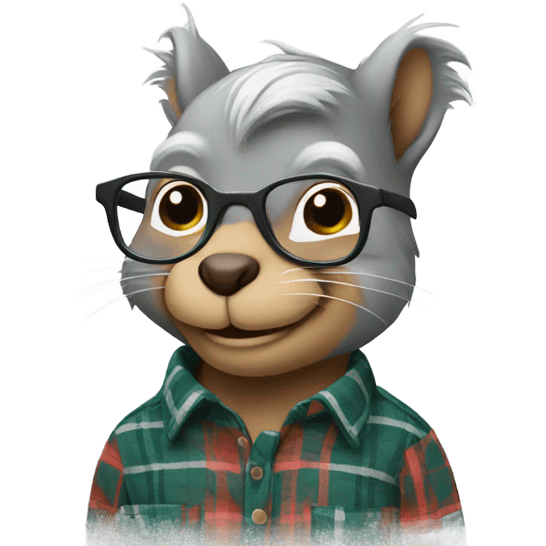 Squirrel with glasses and flannel shirt grey hair emoji