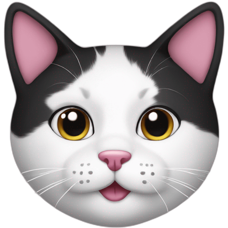 White and black cat with pink nose  emoji