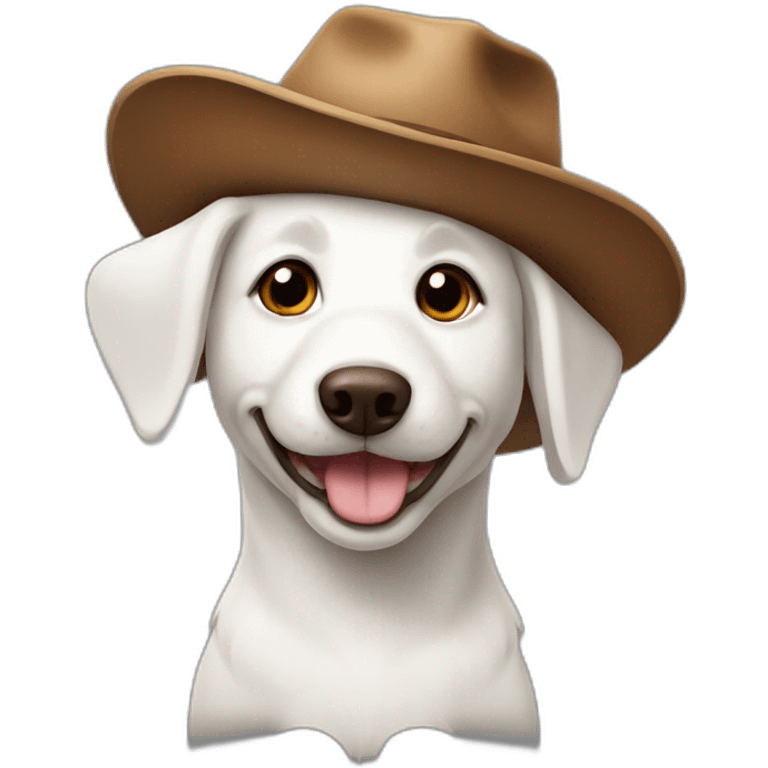 white-dog-smile-with-brown-hat emoji