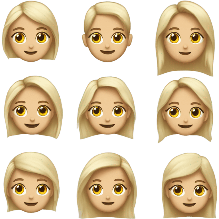 Dwie dziewczyny jedna ma blond włosy i niebieskie oczy a druga ma brązowe włosy i brązowe oczy  emoji