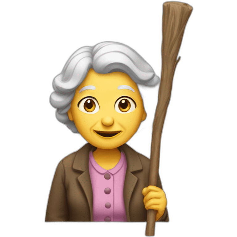 an old lady with a stick\ emoji