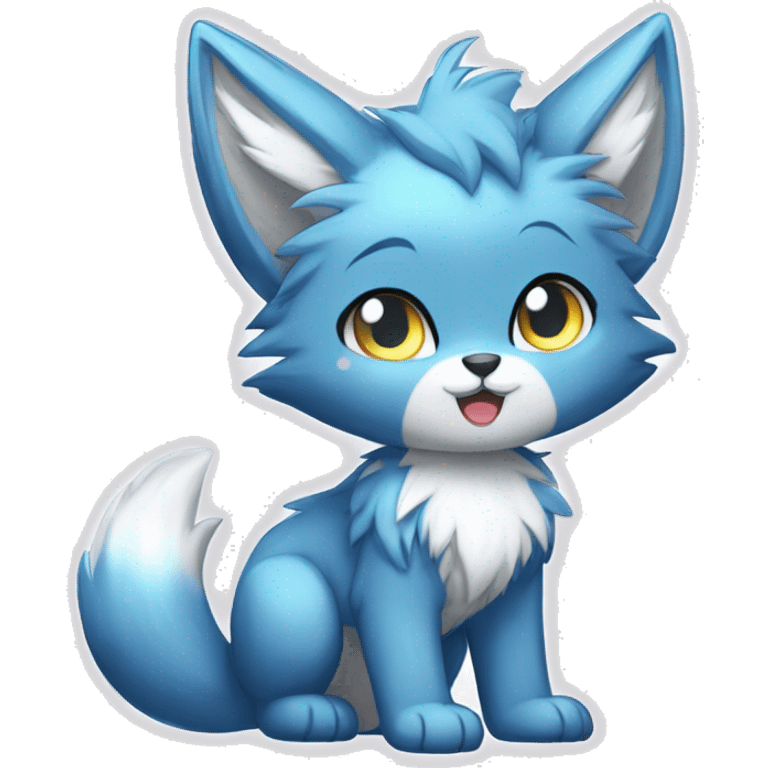 a shiny sparkle-furry fur-sona kemono-style-chibi-style cat-fox-Fakémon-hybrid full body emoji