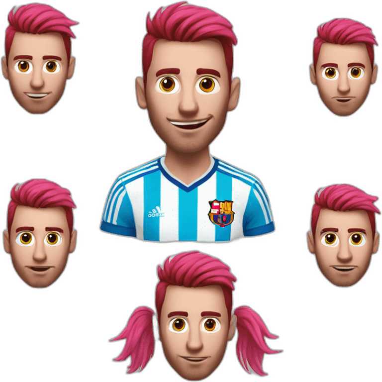 Messi with a red nose and pink hair and a 5 Girls aftershave him emoji