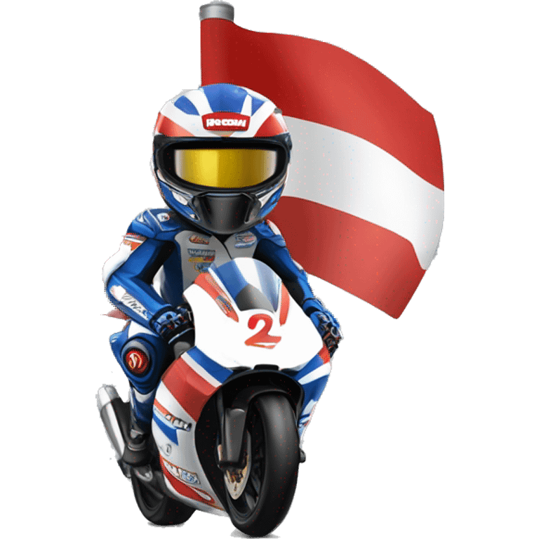 supersport motorcycle guy helmet holding indonesia flag racing motogp emoji