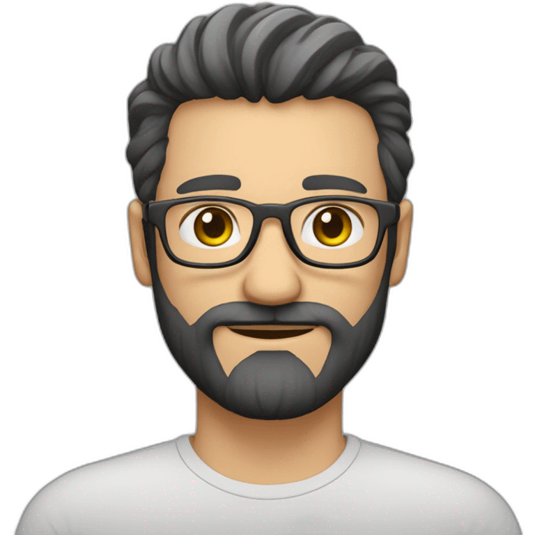 homem branco rosto arredondado oculos fino e barba emoji