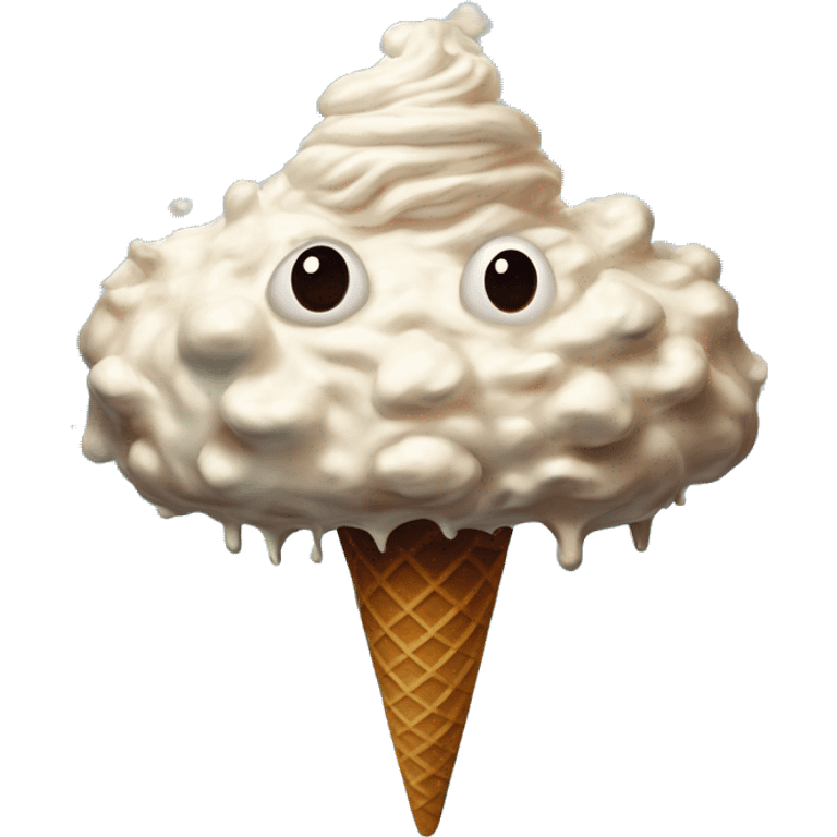 Ice cream nuclear mushroom cloud in Uncle Scrooge style, oil paint, mysterious eyes, intricate lips, masterpiece pose, odd perspective, beautiful, desirable, logical emoji