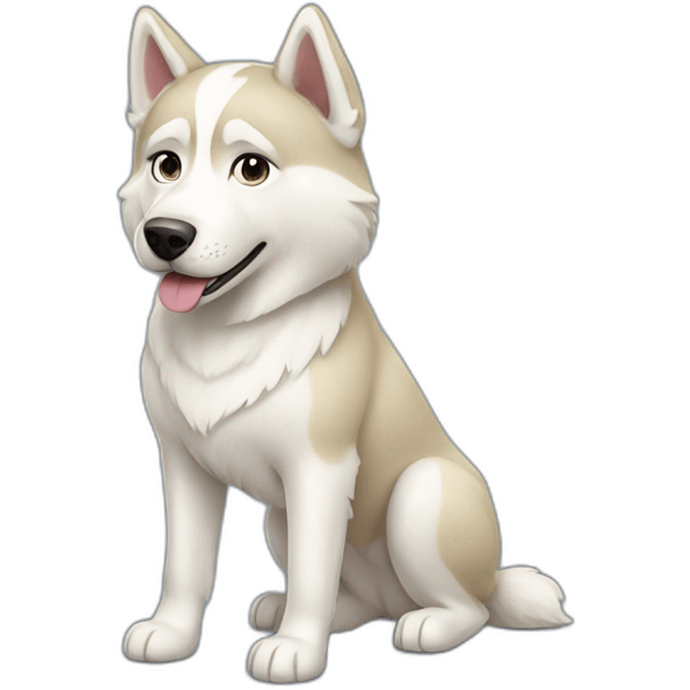 dog cream-and-white husky full-body emoji