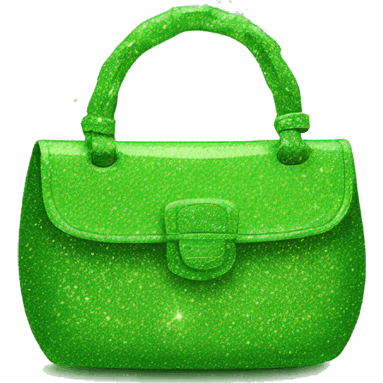 Realistic lime green Sparkle glitter designer purse isolated.  emoji