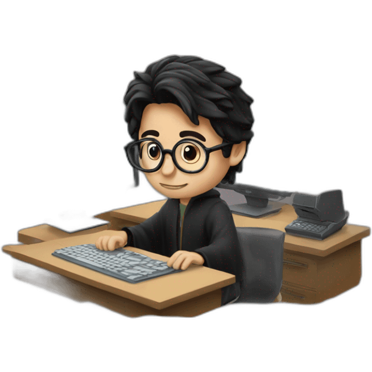 harry potter working on computer emoji