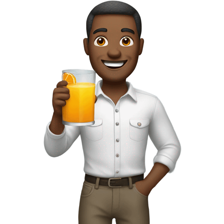 Happy man with orange juice  emoji