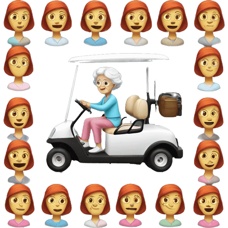 Red haired old lady golf cart emoji