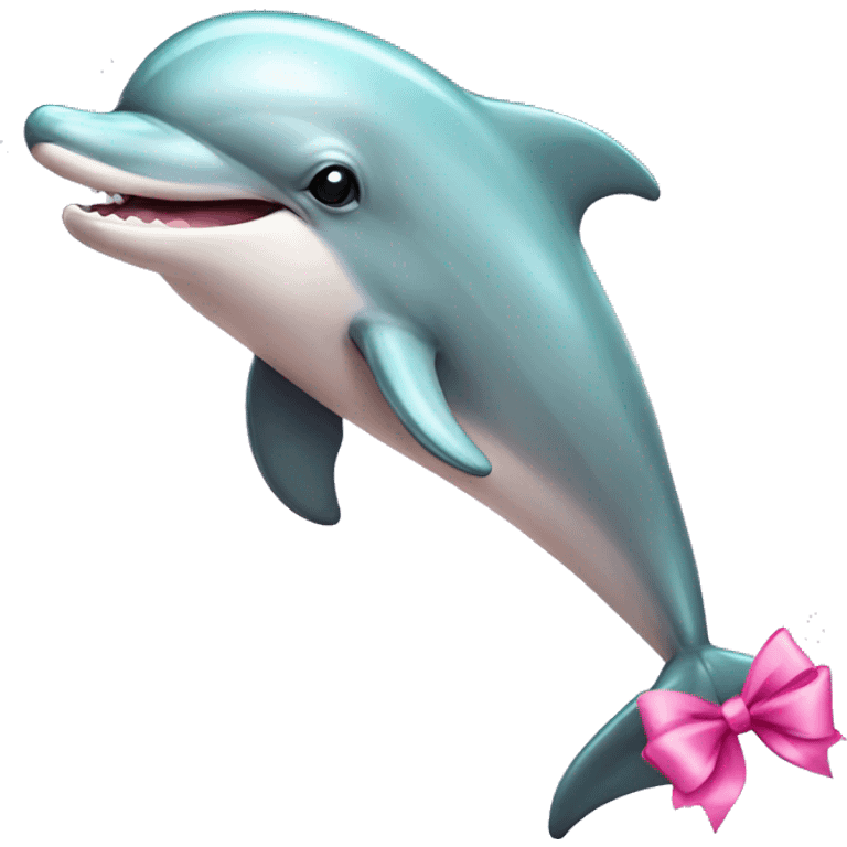 Cute dolphins with pink bow emoji