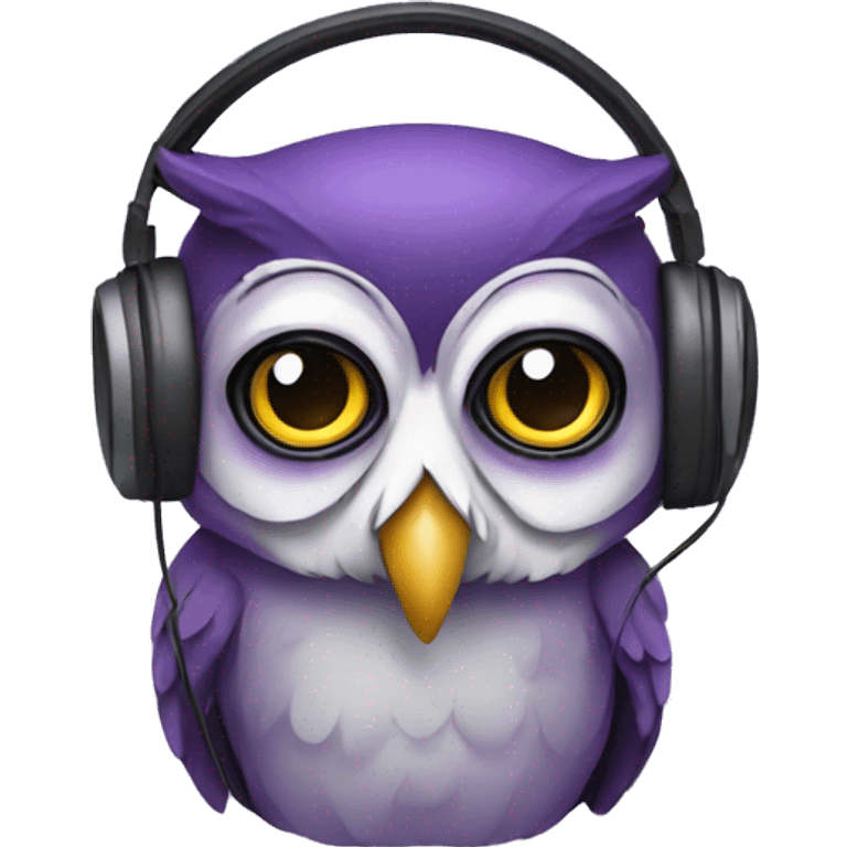 owl with headset, owl color purple emoji