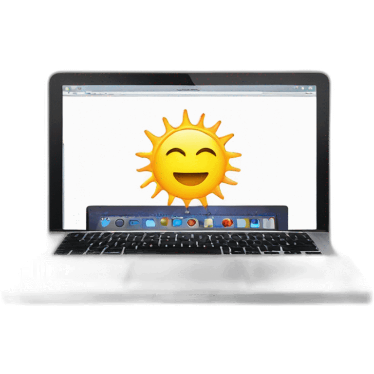 macbook with a sun icon on the screen emoji