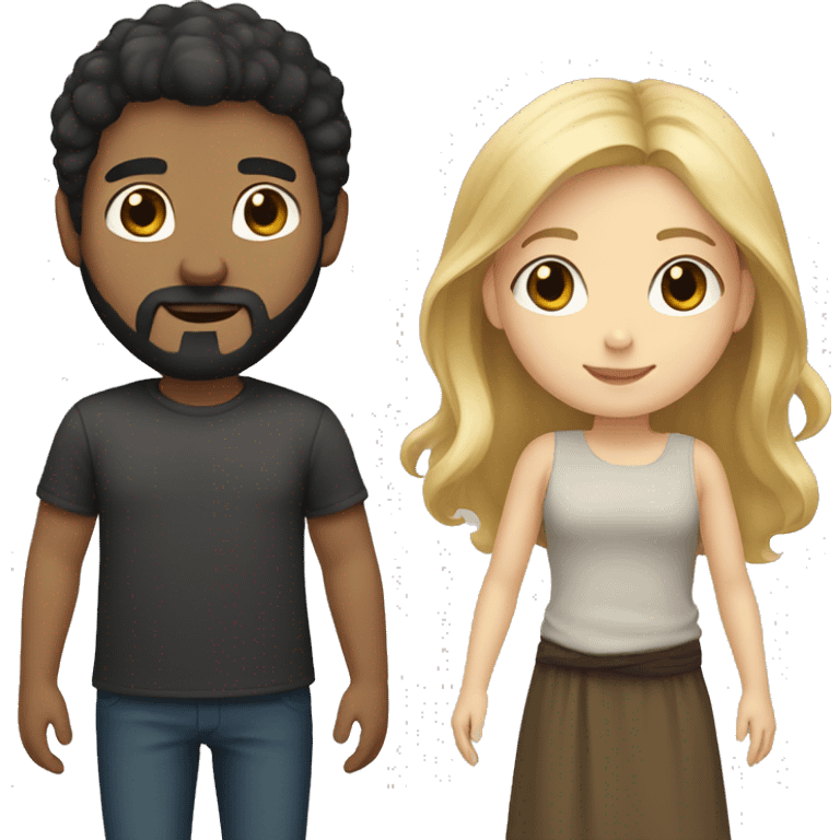 blonde brown hair girl and a black hair beard boy emoji