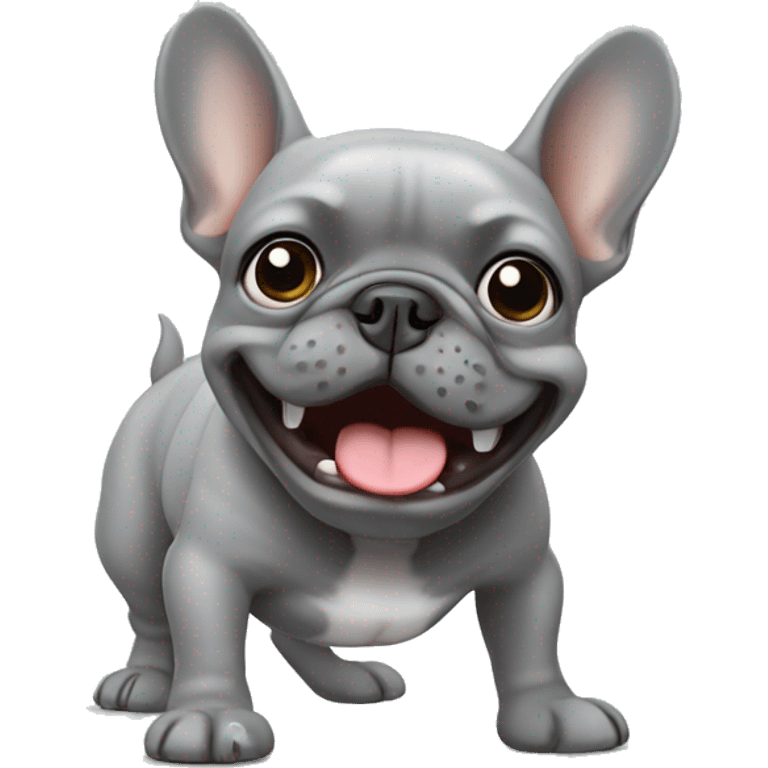 Grey French bulldog farting emoji